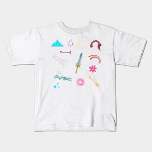 She-ra Character Theme collage - She-re and the princesses of power - blue Kids T-Shirt